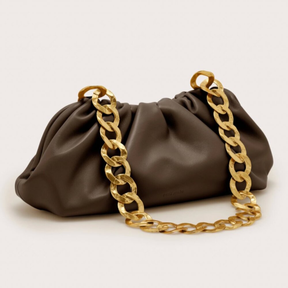 cult gaia Dulce Shoulder‎ Bag in Brown Luwak Leather